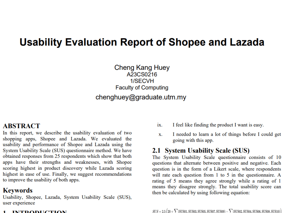 Image of the Usability Report
